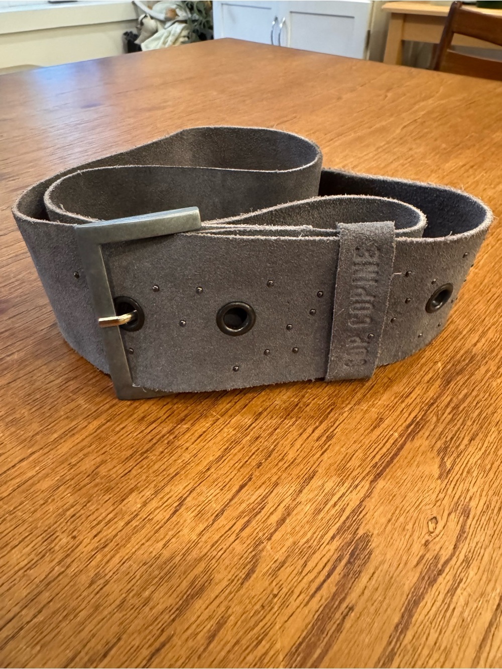 Cop.Copine Wide Suede Belt in Gray